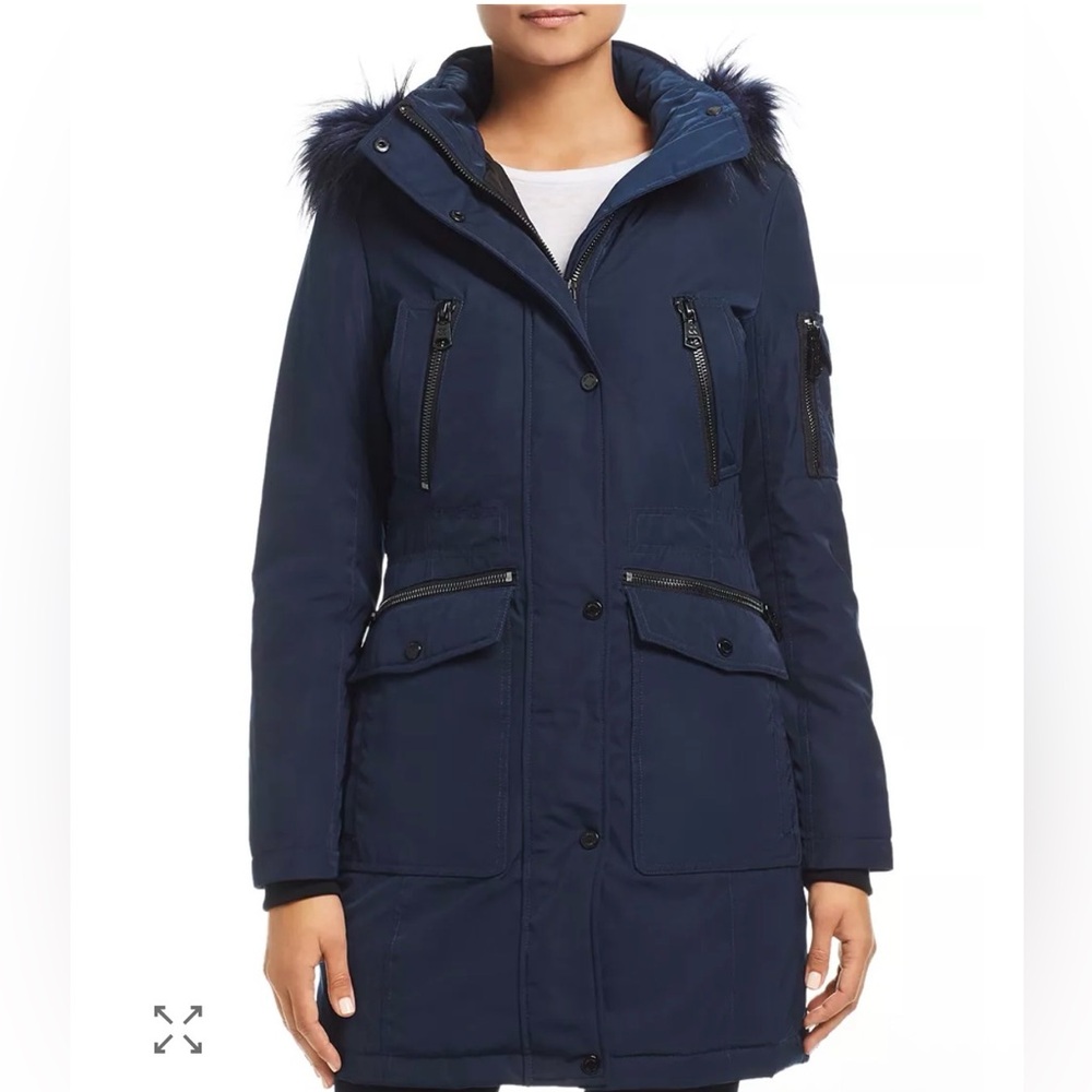 Calvin Klein Black Fur-Trimmed Down Jacket